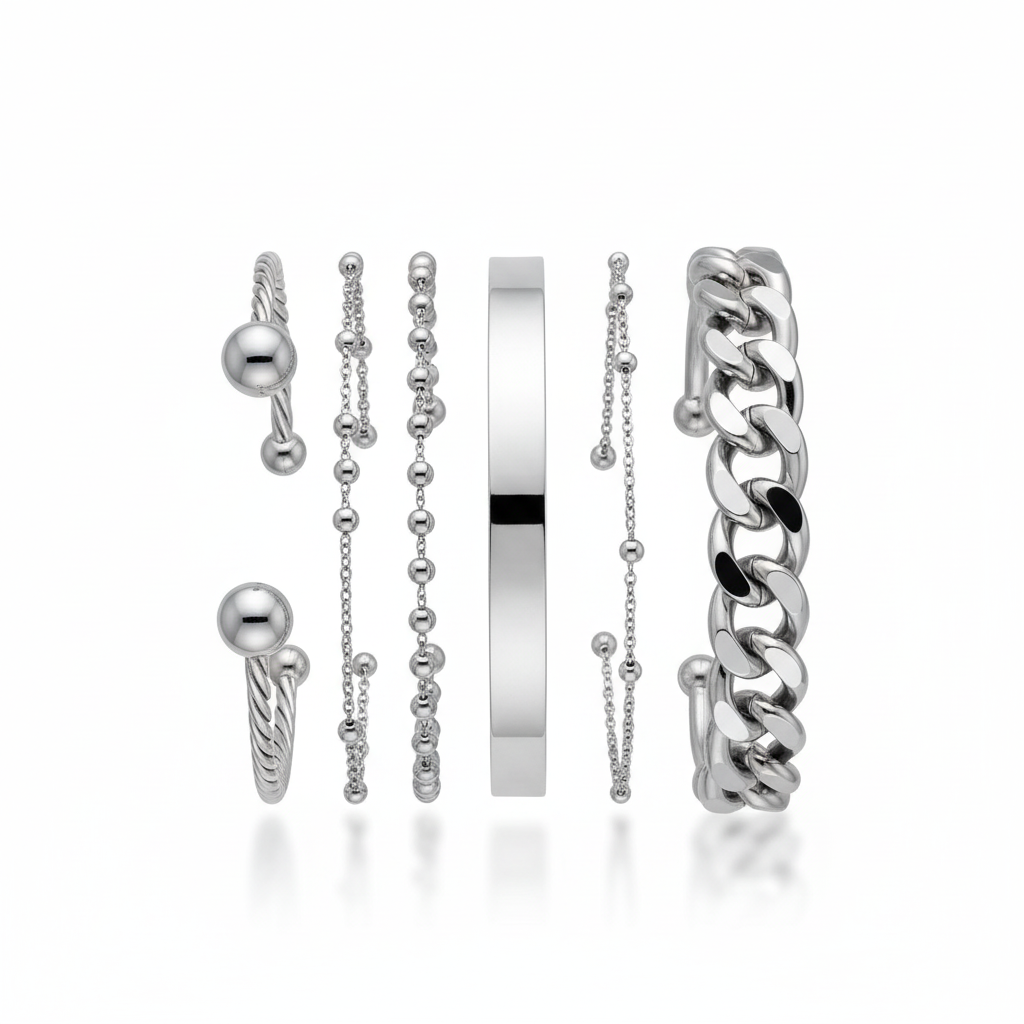 5pc Chunky Stackable Bracelet Set