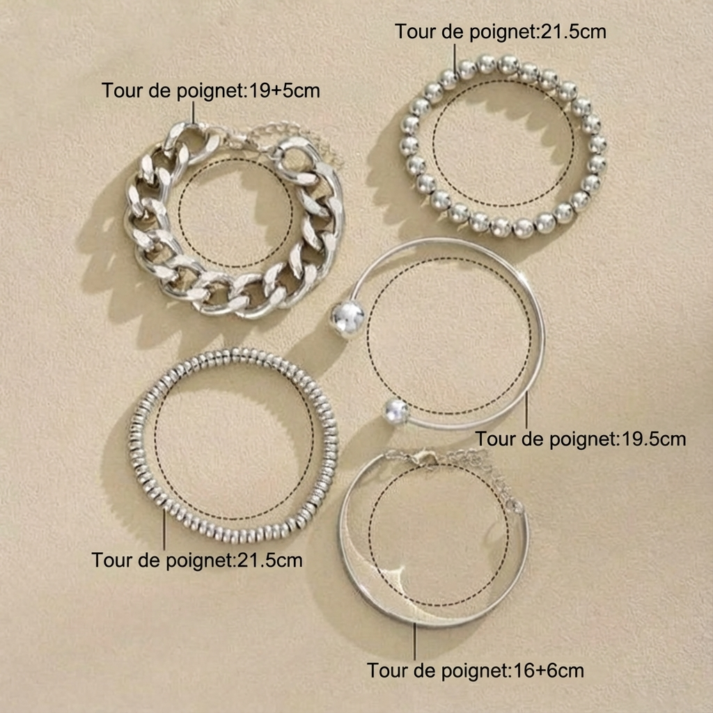 5pc Chunky Stackable Bracelet Set