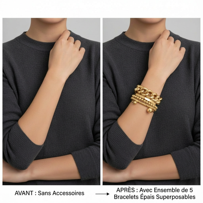 5pc Chunky Stackable Bracelet Set